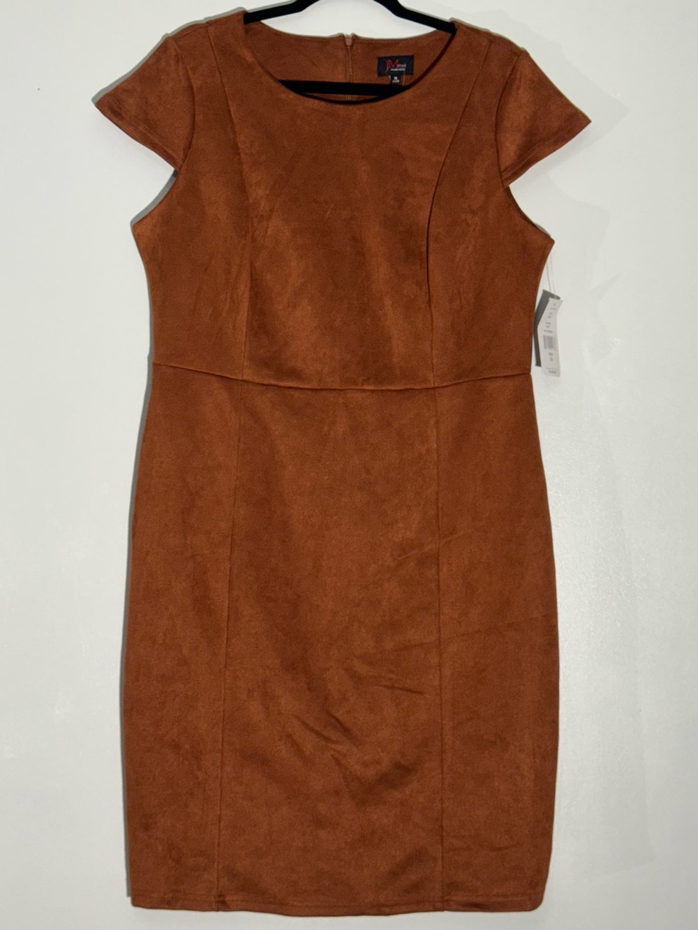NEW JM Studio by John Meyer Faux Suede Sheath Dress Rust Cap Sleeve Career 12